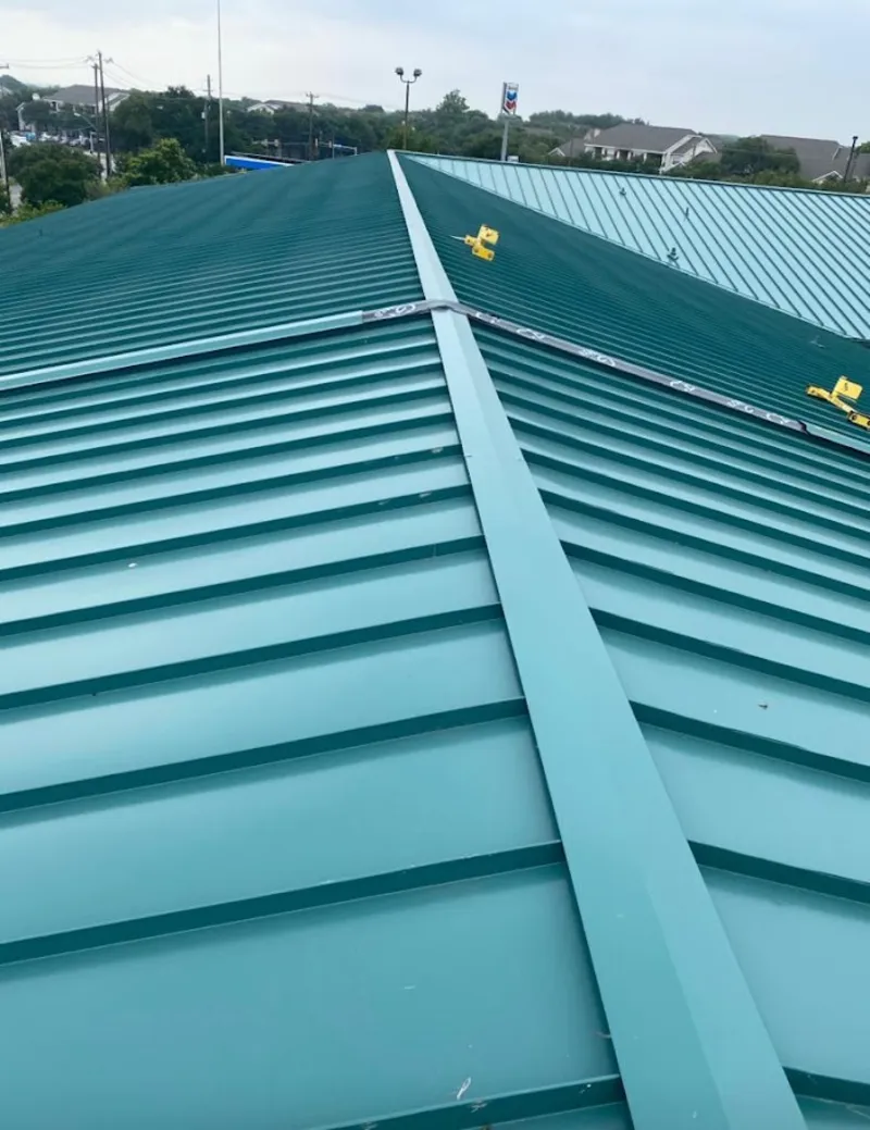 Green commercial metal roof ridge and valley for Metal Roof Repair in Larkfield-Wikiup